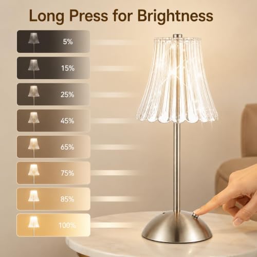4 Pcs Cordless Table Lamp Rechargeable Touch Lamp Silver Flower - Image 4