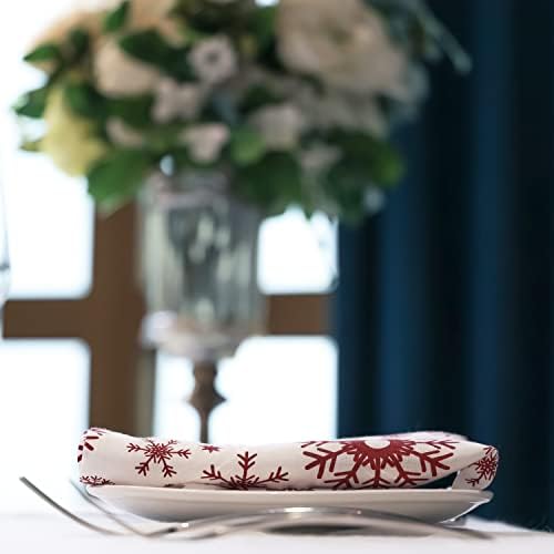 100% Pure Linen Dinner Christmas Cloth Napkins 15 x 15 Inch Snowflake Pattern - Set of 6 Pack European Flax Natural Fabric Washable for Home and Kitchen - Image 5