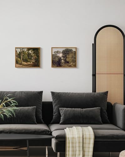 InSimSea Framed Canvas Wall Art Vintage Decor, Room Decor Classical Countryside Landscape Watercolor Painting Canvas Prints Wall Art for Living Room Badroom Farmhouse Bathroom Decor, 8"x10" - Image 5