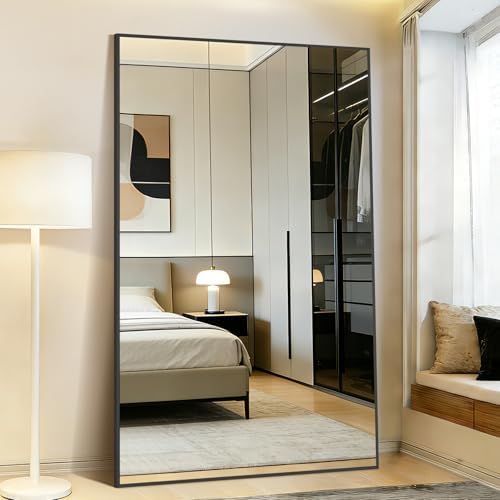 Mirrorons 72"x44" Black Full Length Mirror, Large Floor Mirror with Stand by Mirrorons