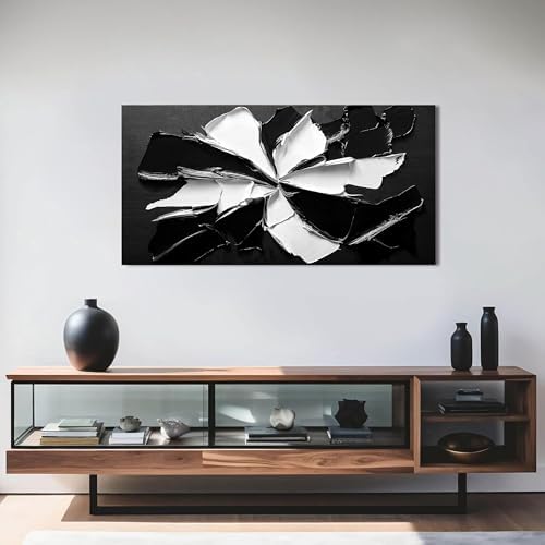 Abstract Wall Art Decoration Modern Wall Art Pictures for Living Room Abstract Canvas Art Wall Decor Minimalist Black and White Wall Art Prints Flowers Artwork for Walls Office Home Decor 20"X40" - Image 3