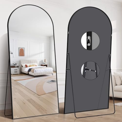 76"x34" Arched Full Length Mirror, Large Floor Mirror with Aluminum Alloy Frame Standing Hanging or Leaning Wall-Mounted Mirror, Vanity Mirror for Living Room and Bedroom,Black - Image 2