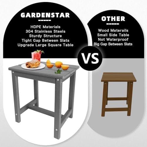 GARDENSTAR Adirondack Square Side Table,one-Tier Outdoor end Table, Patio Side Table for Pool,Porch,Backyard,Relaxing Companion (Grey) (Pack of 2) - Image 5