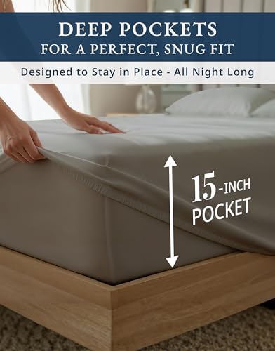 LANE LINEN Sheets Queen Size Bed Set 100% Egyptian Cotton Sateen - Charcoal - Image 6
