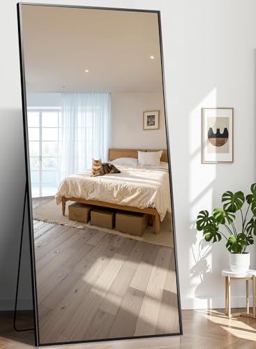 78"x35" Floor Mirror Full Length - Standing Mirror with Aluminum Alloy Frame, Large Body Mirror for Bedroom, Living Room, Wall Mounted or Leaning by INFINIGLASS