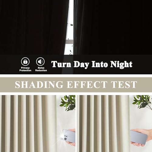 Vision Home Sand Pinch Pleated Full Blackout Curtains Linen Blended Room Darkening Window Curtains 102 inch for Living Room Bedroom Thermal Insulated Pinch Pleat Drapes with Hooks 40" Wx102 Lx2 - Image 3