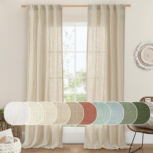 LAMIT Light Filtering Linen Curtains 84 inches Long for Bedroom 2 Panels by LAMIT