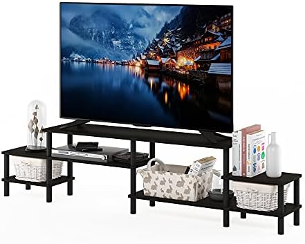 Furinno BESI TV Stand, No Tools Assembly Industrial Style Entertainment Center, TV Console for TV up to 46 Inch, for Living Room, Bedroom, Dark Oak - Image 4