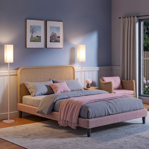 64.6" Floor Lamp, Pole Lamp with Foot Switch, Modern Standing Lamp Shade, Minimalist Freestanding Lamp (Bulb Not Included), for Living Room, Bedroom Office ETL Listed,Pink and Beige PE07LD05 - Image 5