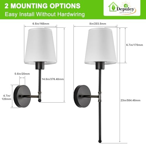 Depuley Battery Operated Wall Sconce: Set of 2 Wireless Wall Lights with Remote for Bedroom - Black Rechargeable 15 Colors RGB Halloween Wall Lamp for Living Room Hallway - Image 7