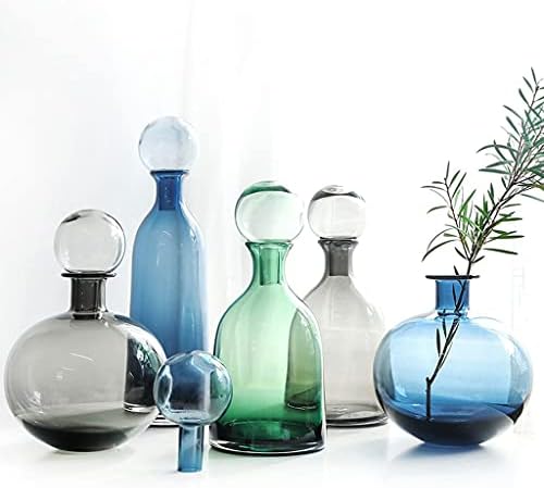 GRFIT Decorative Vase Glass Vase with Lid Modern Home Restaurant Coffee Table Office Desktop Decoration Vase Transparent Vase Ceramic Vase Glass Vase Hydroponic Flower Vase (Color : L) - Image 4