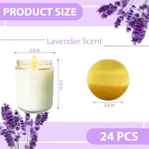 24 Pcs 6 Oz Lavender Scented Soy Candles Set,Mason jar Bulk Candles for Gifts,Aromatherapy Candle,Great Stress Relieving Scented Candle for Girls as a Gift for Birthdays, Weddings and More! - Image 2