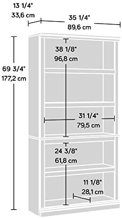 Sauder 5 Tier Book Shelf Wooden Bookcase Multipurpose Bookshelf for Home Office, Living Room, in Mystic Oak - Image 3
