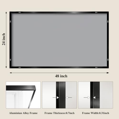 Koonmi Black Rectangle Wall Mirror, 24x48 Inch Bathroom Mirror, Aluminum Frame Vanity Mirror for Entryway, Living Room, Bedroom Bathroom, Hangs Horizontally or Vertically - Image 2
