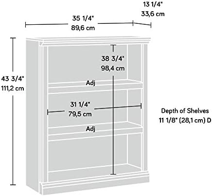 Sauder Miscellaneous Storage 3-Shelf Bookcase/ book shelf, Chalked Chestnut finish - Image 3