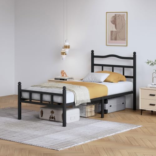 SHOANED Metal Bed Frame with Headboard & Footboard - 14 Inch Twin XL Size Heavy Duty Bedframe Black Basic Steel Slats Platform No Box Spring Needed/Easy Assembly/Noise Free - Image 3