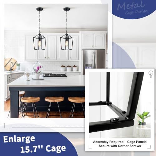 Sheetea 2 Pack Pendant Lights Kitchen Island, Modern Black Light Fixtures - Image 2