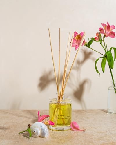 Brooklyn Candle Studio Reed Scent Diffuser - Maui - Relaxing Oil Diffuser, Sea Salt, Driftwood & Ylang Ylang Fragrance, 8 Rattan Diffuser Reeds, Clean Ingredients - 3.7oz - Image 5