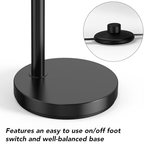 QiMH 3 Lights Floor Lamps for Living Room, 72" Tall Lamp with Gray Glass Shade, Large Tree Floor Lamp with Foot Switch, Modern Arch Floor Lamp for Bedroom Office, Black, 2700K Bulbs Included - Image 5