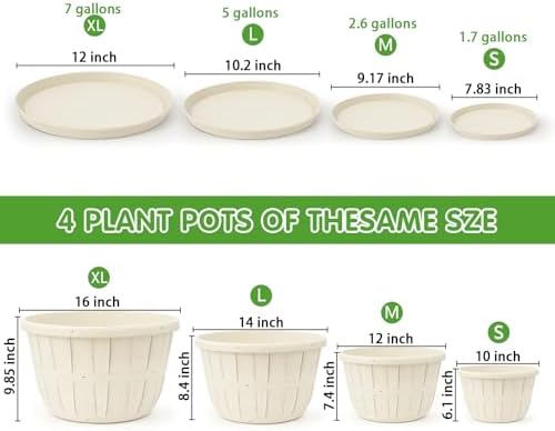 Quarut 12 Inch 4 Pack Large Planters Pot for Plants Indoor Outdoor - Image 3