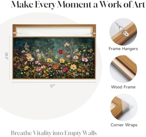Extra Large Framed Vintage Moody Floral Wall Art for Living Room, 60x30 In - Image 6