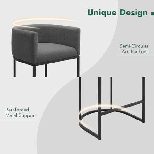 Counter Height Bar Stools, 24 Inch Seat Height Barstools for Dining Room, Fabric Upholstered Bar Chair for Kitchen Island, Linen Counter Stools with Metal Legs, Carbon Black - Image 5