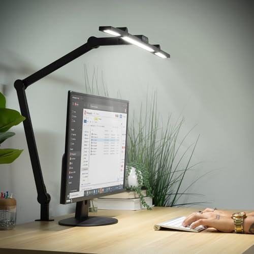 Mount-It! LED Desk Lamp with Adjustable Swing Arms and Clamp Base, Touch Control, Stepless Dimming, and 5 Color Temperatures, Eye-Caring Lighting for Work, Study, and Crafting - Image 6