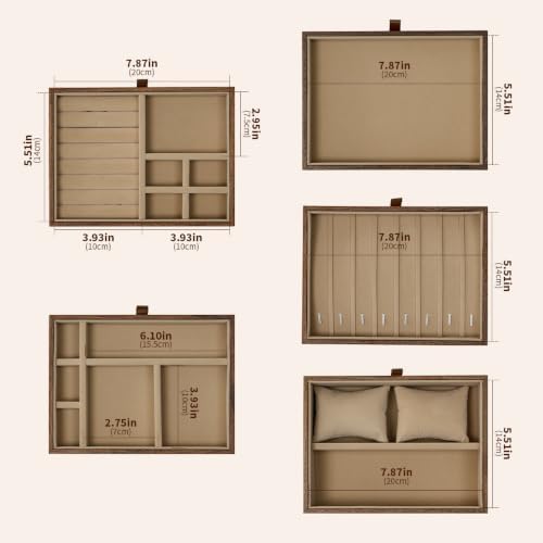 Lockable Walnut Jewelry Box with Key, 5-Layer Jewelry Storage Box - Image 5