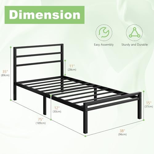 Lutown-Teen 12 Inch Twin Bed Frame with Headboard and Footboard - Image 2