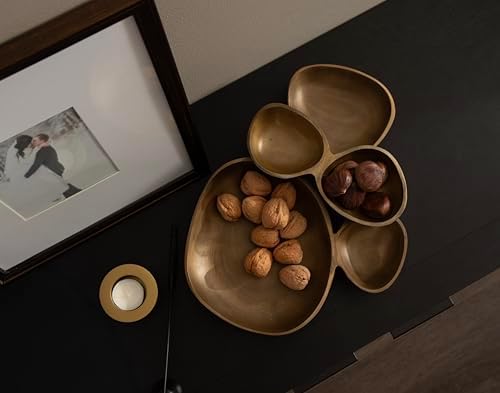 Kate and Laurel Cluso Modern Metal Tabletop Footed Cluster Tray, 14 x 10, Antique Brass, Sculptural Cast Aluminum Food-Safe Tray for Kitchen or Entryway Decor - Image 6