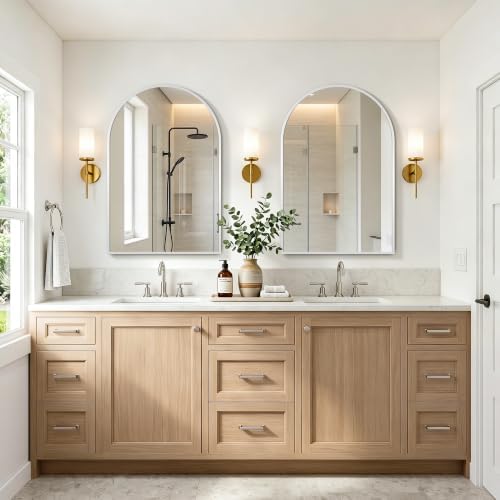 FICTOR 2 Pack 24" x 36" Arched Bathroom Vanity Mirror for Over Sink, Silver - Image 3