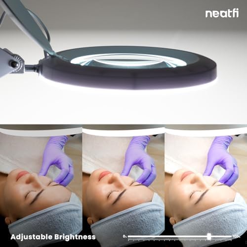 Neatfi LED Magnifying Lamp with Clamp | 2.25x Magnification | 120 SMD LEDs | 1,200 Lumens | 12W | Adjustable Color Temperature Desk Lamp Magnifier (White-3, 5-Diopter) - Image 3