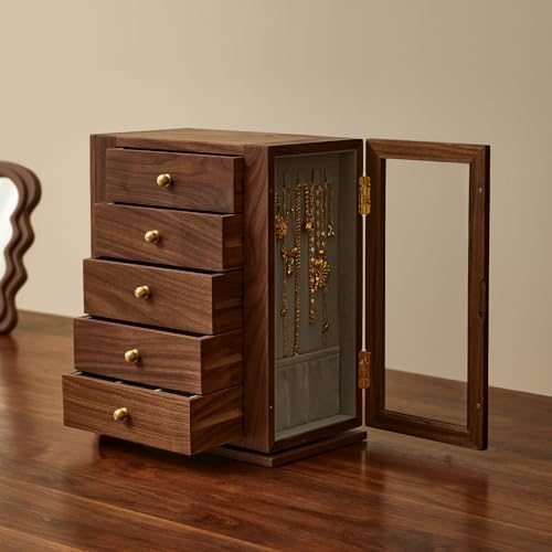 360 Rotating Design Wooden Jewelry Box for Women by THFLSTR