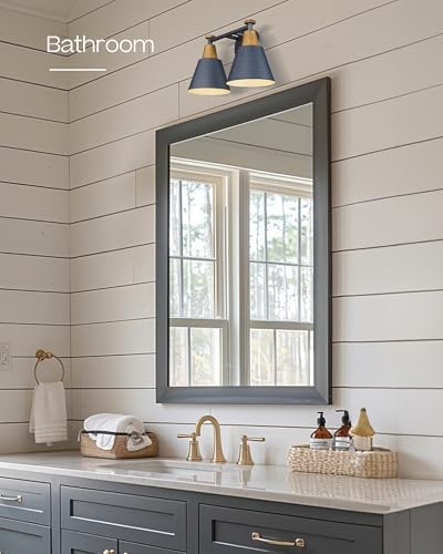 FEMILA 2-Light Bathroom Light Fixtures, Modern Bathroom Vanity Light with Hammered Metal Shade, Dark Blue Sconces Wall Lighting for Mirror Kitchen Bedroom, 4FG59B-2W Blue - Image 4