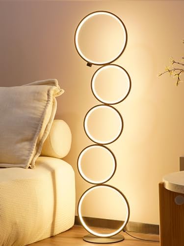 NUÜR 43.3" 5-Ring LED Floor Lamp, Modern Dimmable Standing Lamp by NU%C3%9CRLightning