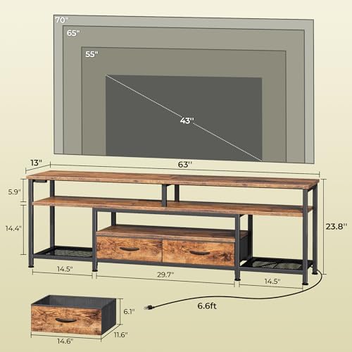 Huuger 63 Inch LED TV Stand with Power Outlets for 65 70 Inch TV - Image 6
