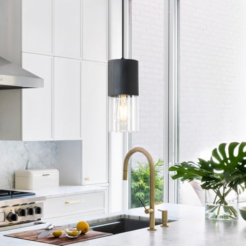 2-Pack Black Pendant Light Fixtures, Adjustable Modern Pendant Lights for Kitchen Island, Industrial Clear Glass Pendant Lights for Dining Table Hallway Bedroom Living Room - Image 7