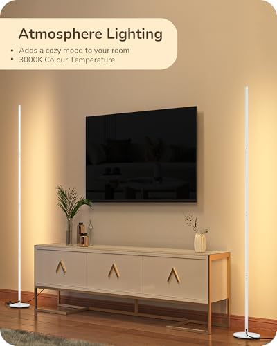 EDISHINE 59.84" LED Corner Floor Lamp, 3000K & Stepless Dimmable, White - Image 4