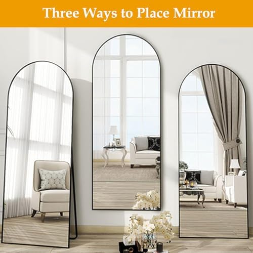 Dewfig Mirror Full Length, 64"X21" Arched Floor Mirror, Black - Image 6