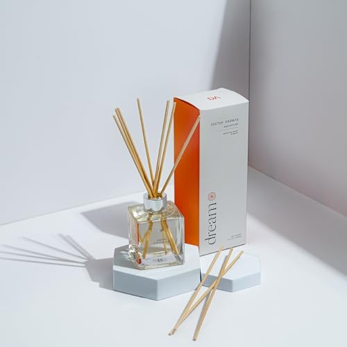 Doctor Aromas Premium Reed Diffuser Diffuser Glass Jar Set Elegant Scent for Home, Room or Bathroom and Fresh Air Scent Lasting Home Fragrance Over 90 Days (Pack of 2, Dream) - Image 3