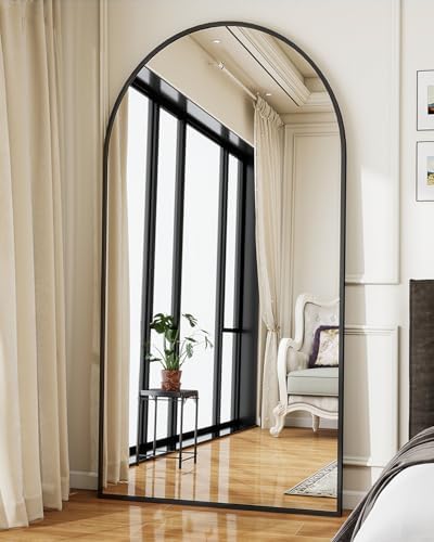 Koonmi 34"x76" Arched Full Length Mirror, Black Large Floor Mirror with Aluminum Alloy Frame Standing Hanging or Leaning Wall-Mounted Full Body Mirror for Living Room and Bedroom by KOONMI