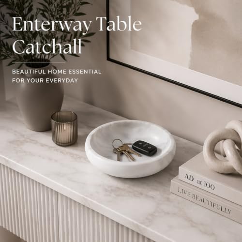 Koville Marble Decorative Bowl, 7.4" Natural Stone Bowl for Key Jewelry Entryway Table Catch all, Aesthetic Modern Fruit Bowl for Kitchen Counter Home Coffee Table Decor Centerpiece(Grigio Fantasy) - Image 5