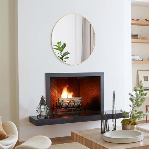WallBeyond 28 inch Round Mirror Gold Large Circle Wall Mirror for Bathroom with Metal Framed, Round Wall Mirror for Wall Decor, Vanity, Entryway Living Room - Image 5