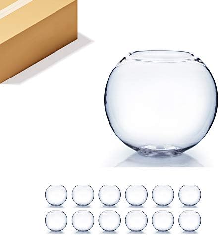 WGV Bowl Glass Vase Bulk, Diameter 6", Height 5", Open Width 4", (Multiple Sizes Choices) Clear Bubble Planter Terrarium Fish Bowl for Wedding Event Home Decor, 12 Pieces (VBW0006) by WGVInternational-OpusGlassware