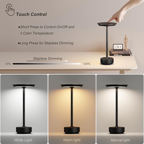 TBBGA 1 Pack Rechargeable Table Lamps Cordless, 5000mAh Outdoor Table Light - Image 2