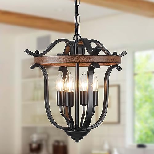 4 Lights Black Farmhouse Chandeliers Vintage Cage Ceiling Light Fixtures by Yidelloc