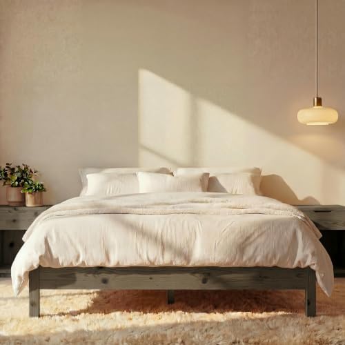 LIFEMENT Twin Bed Frame Signature Wood Platform, Noise Free, Under Bed Storage, No Box Spring Needed, Easy Assembly, Gray by LIFEMENT
