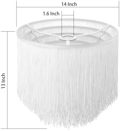 5-Tier Cake Drum Tassel Lamp shade Replacement for Table Lamps, Floor Lamps and Pendant Lights - Handcrafted Polyester Tassel, Includes E26 to Harp Converter (White) - Image 3