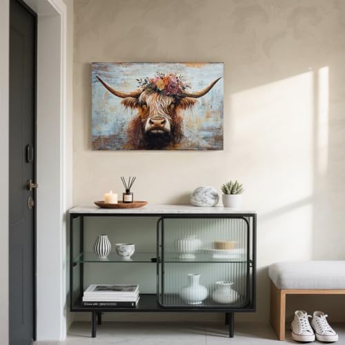 Canvas Wall Art Decor Wall Art Picutures for Living Room Artwork for Wall Decor Highland Cow Wall Art Prints Vintage Wall Art Decor Artwork for Walls Home Bedroom Office Decorations 24" X 36" - Image 2