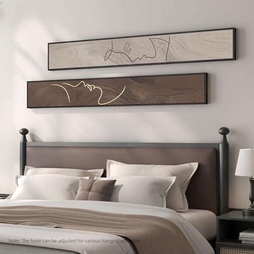 Large Framed Brown Beige Abstract Vertical Wall Art for Hallway, 2 Piece - Image 3